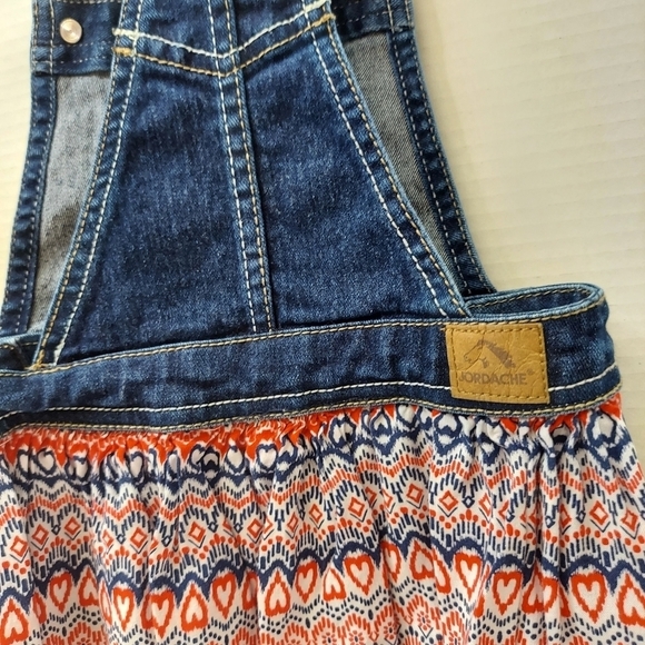 Jordache Toddler Girls Denim Overalls Jumper Size 3T / NP3 Red White Blue Skirt - Picture 5 of 13